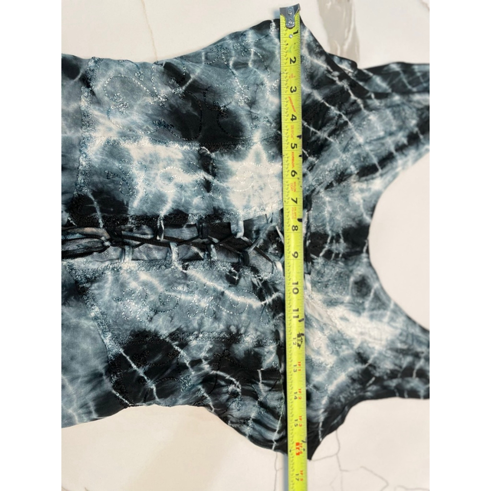 Vintage Flow Lace Up Corset Tie Dye FreeSize Tattered Witchy Whimsigoth Fairy - Picture 7 of 9